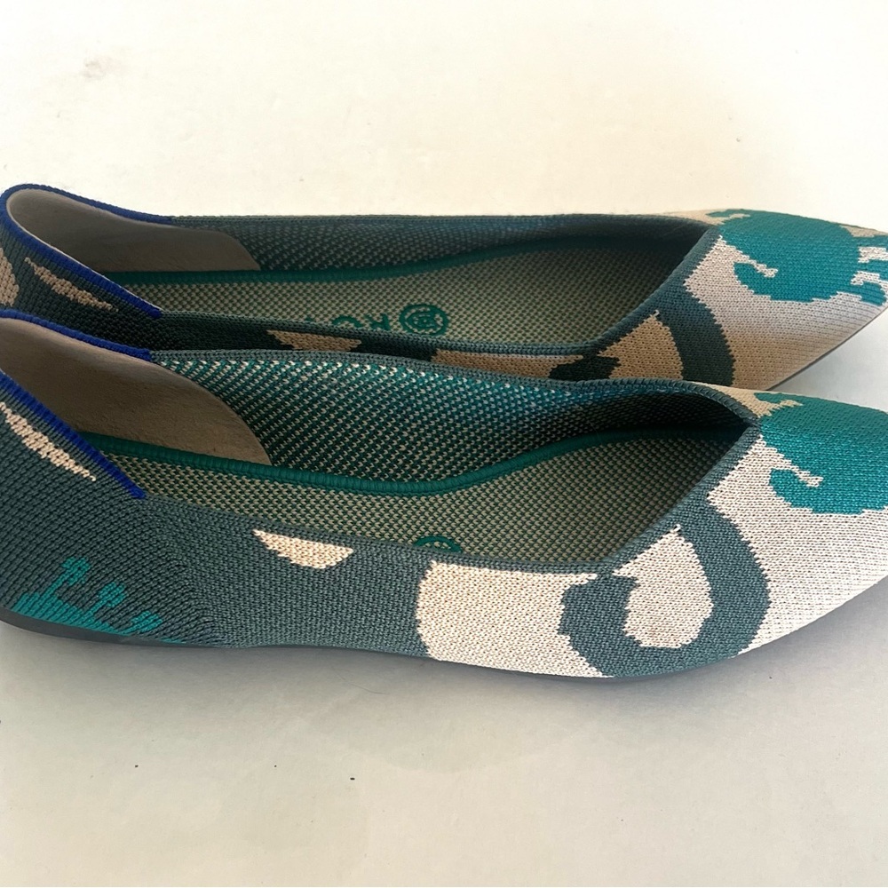 Rothy's the pointe Moroccan green rare patterned flats. - Picture 3 of 9